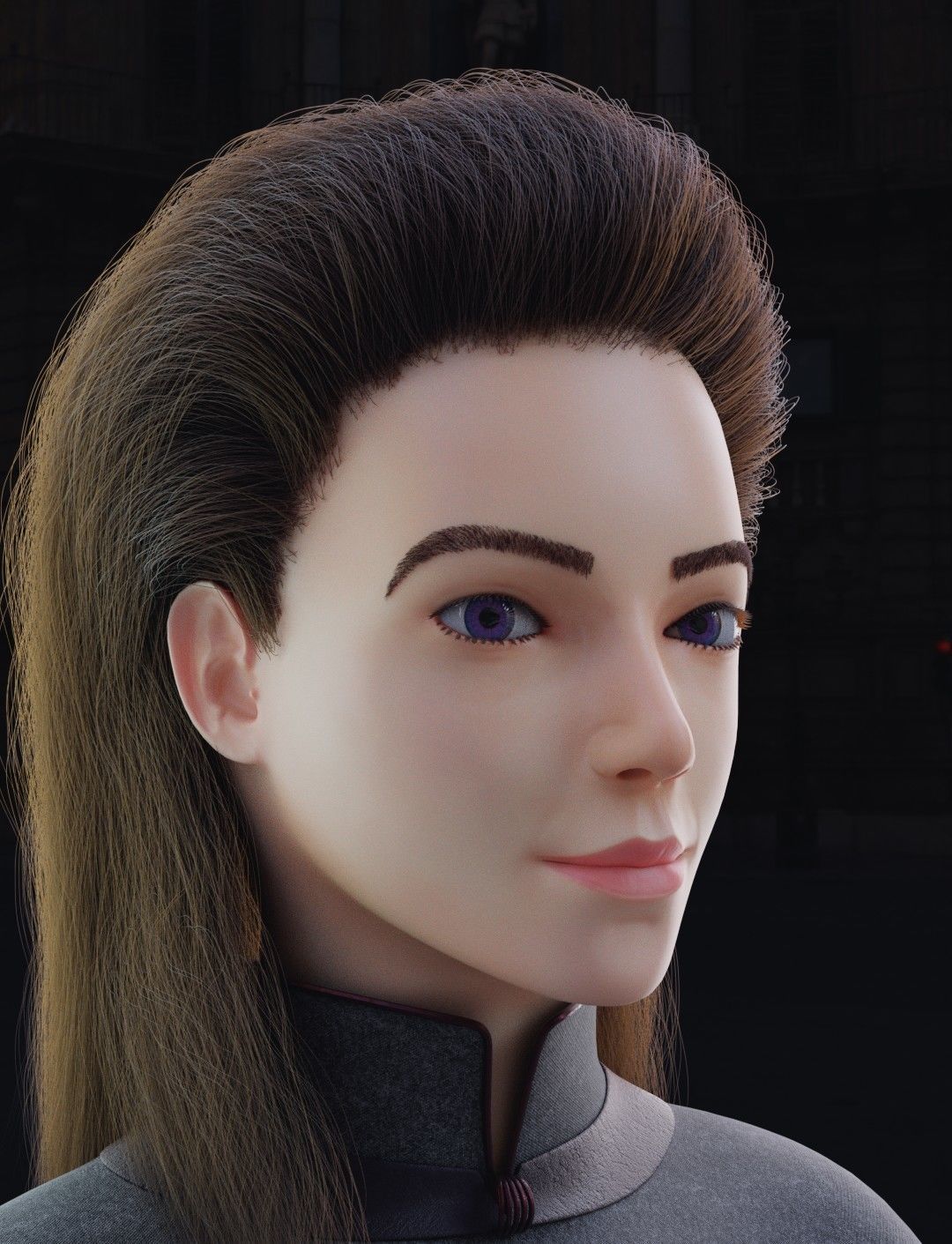 Girl head - Game Ready Low-poly 3D model_0