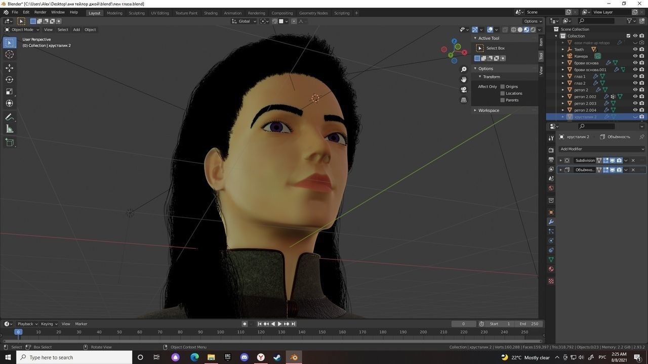 Girl head - Game Ready Low-poly 3D model_4