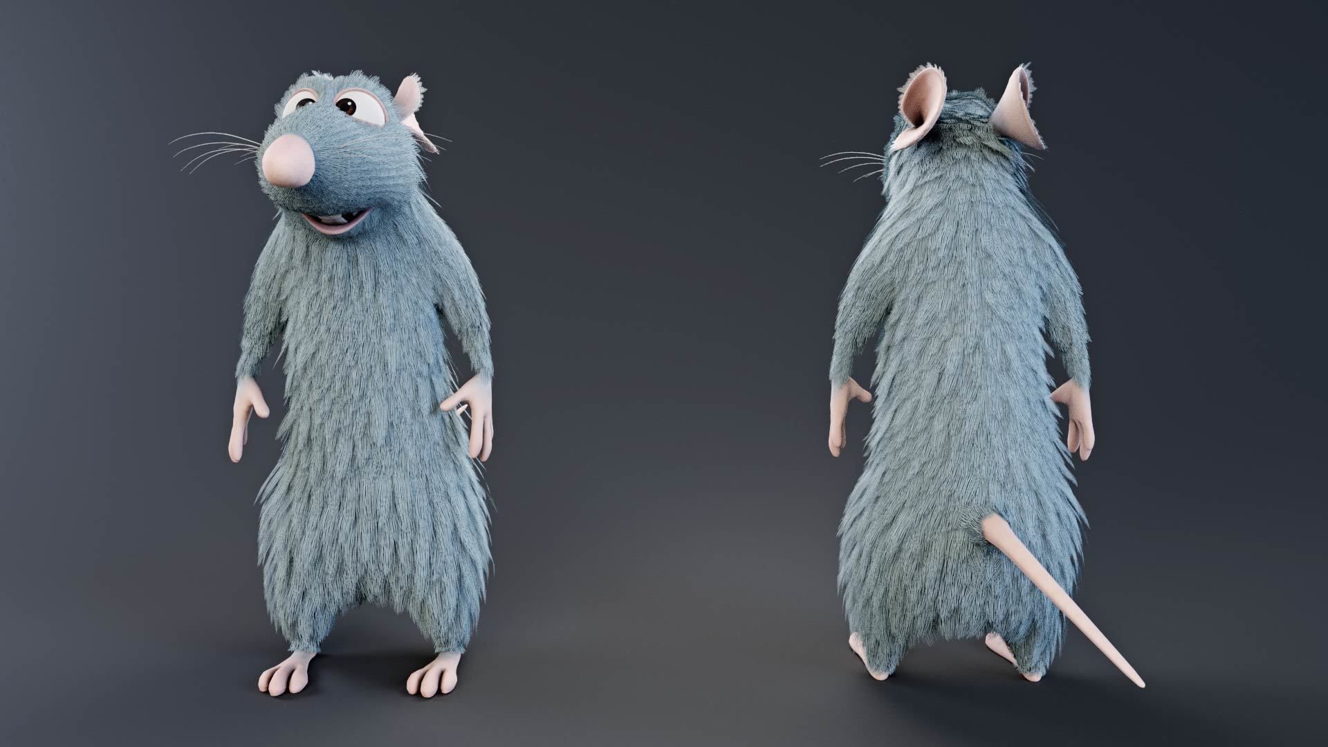 Ratatouille rigged the rat 3D model_2