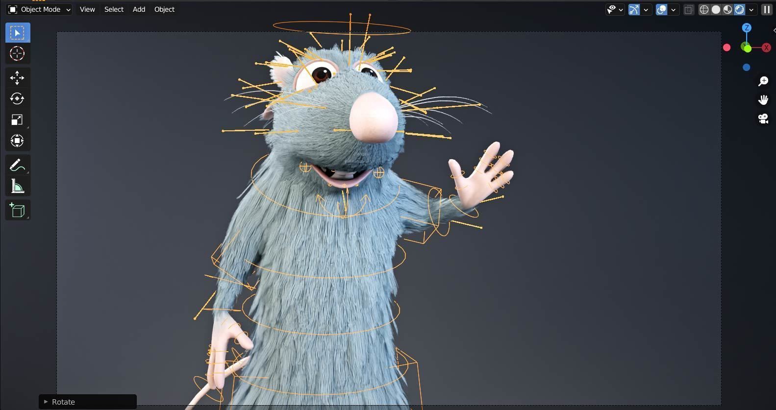 Ratatouille rigged the rat 3D model_7