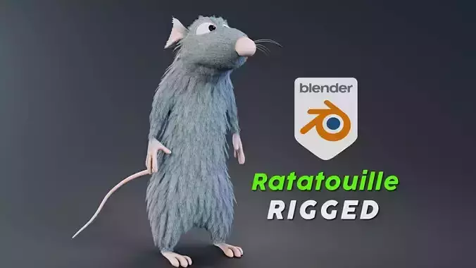 Ratatouille rigged the rat 3D model