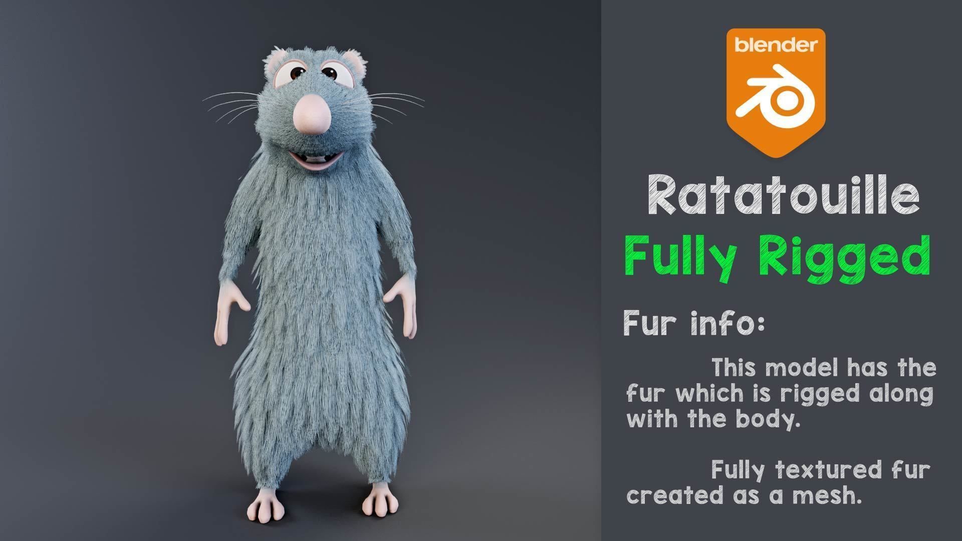 Ratatouille rigged the rat 3D model_1