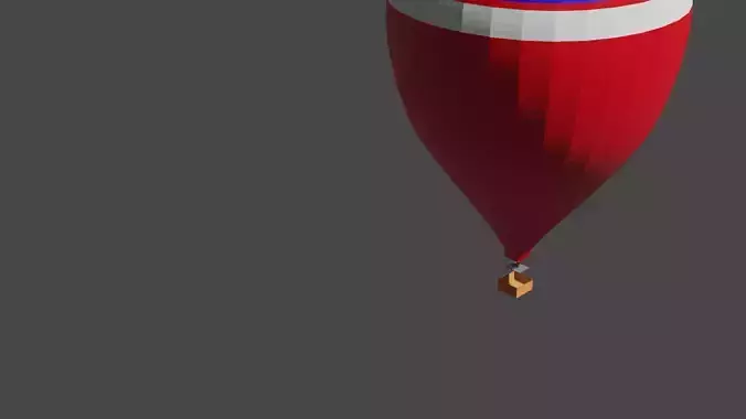 Hot Air Balloon 3D-LowPoly-Model Low-poly 3D model