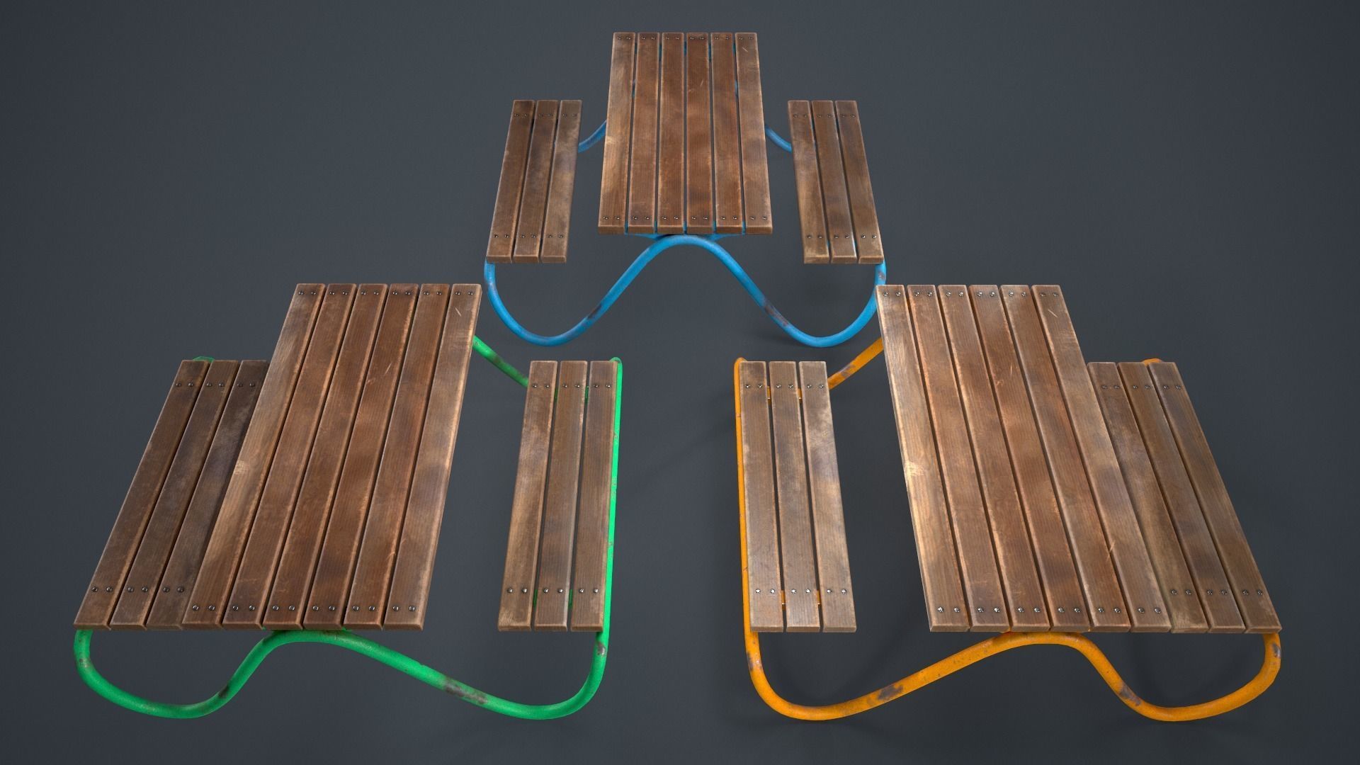 HVILAN picnic table PBR Game Ready Low-poly 3D model Low-poly 3D model_2