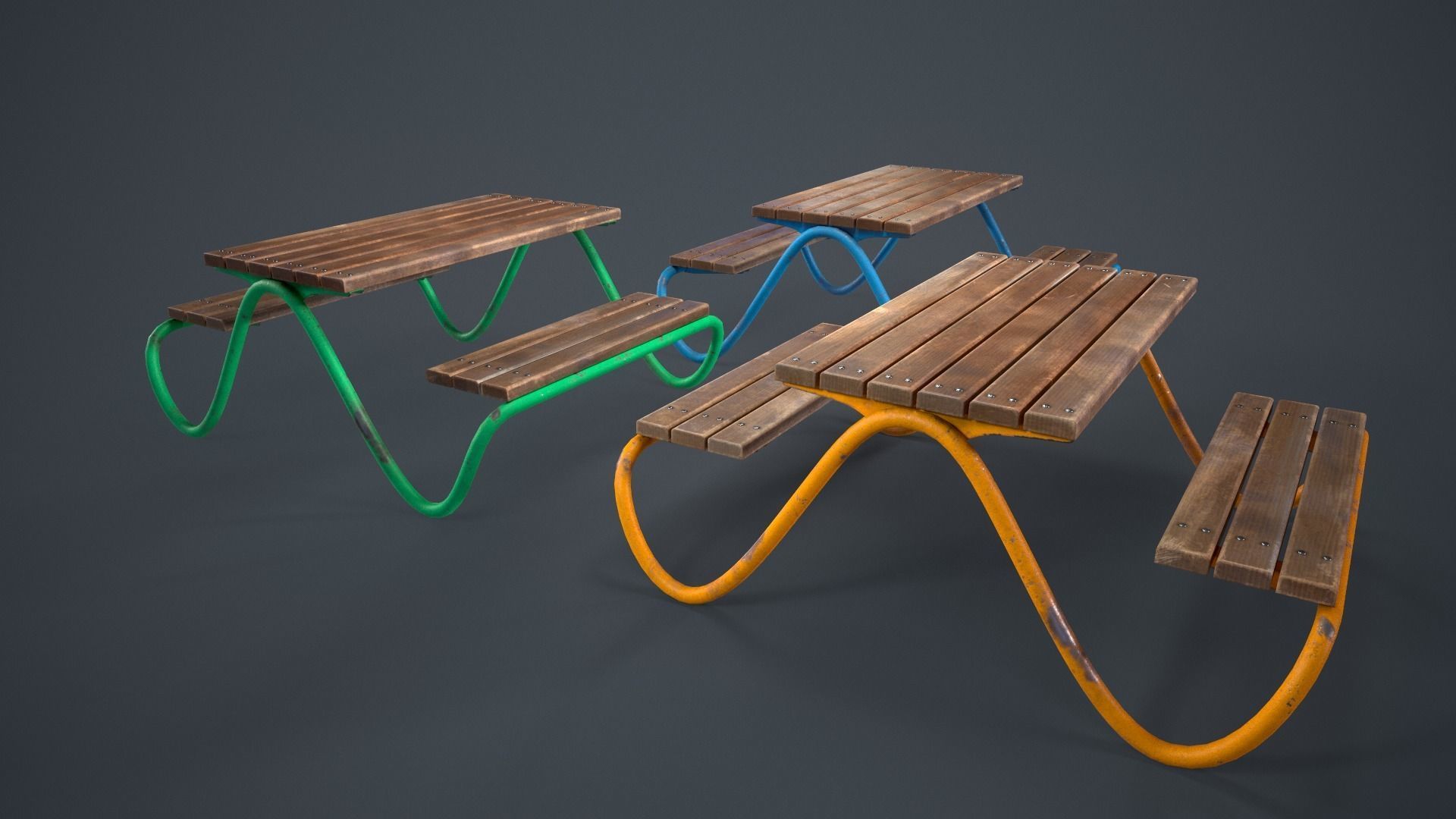 HVILAN picnic table PBR Game Ready Low-poly 3D model Low-poly 3D model_3