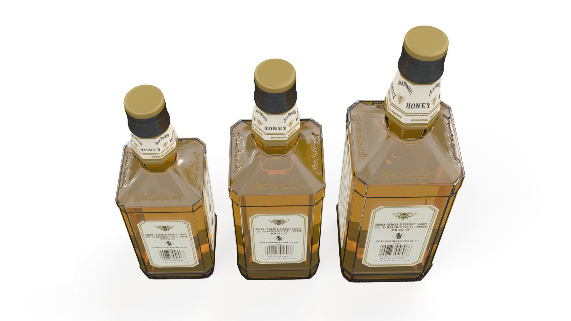 Jack Daniels Honey Bottles PBR  Low-poly 3D model_1