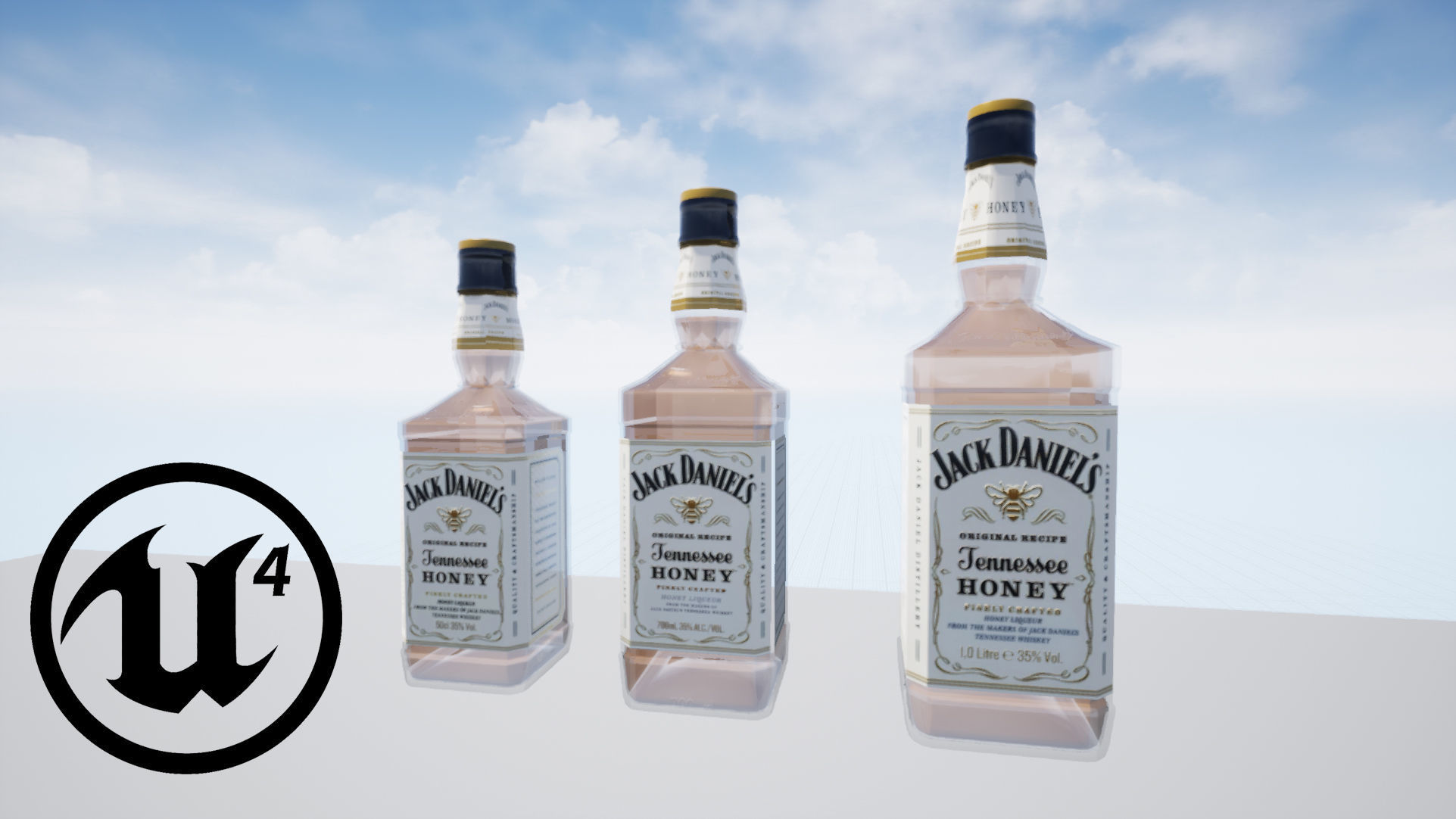 Jack Daniels Honey Bottles PBR  Low-poly 3D model_16