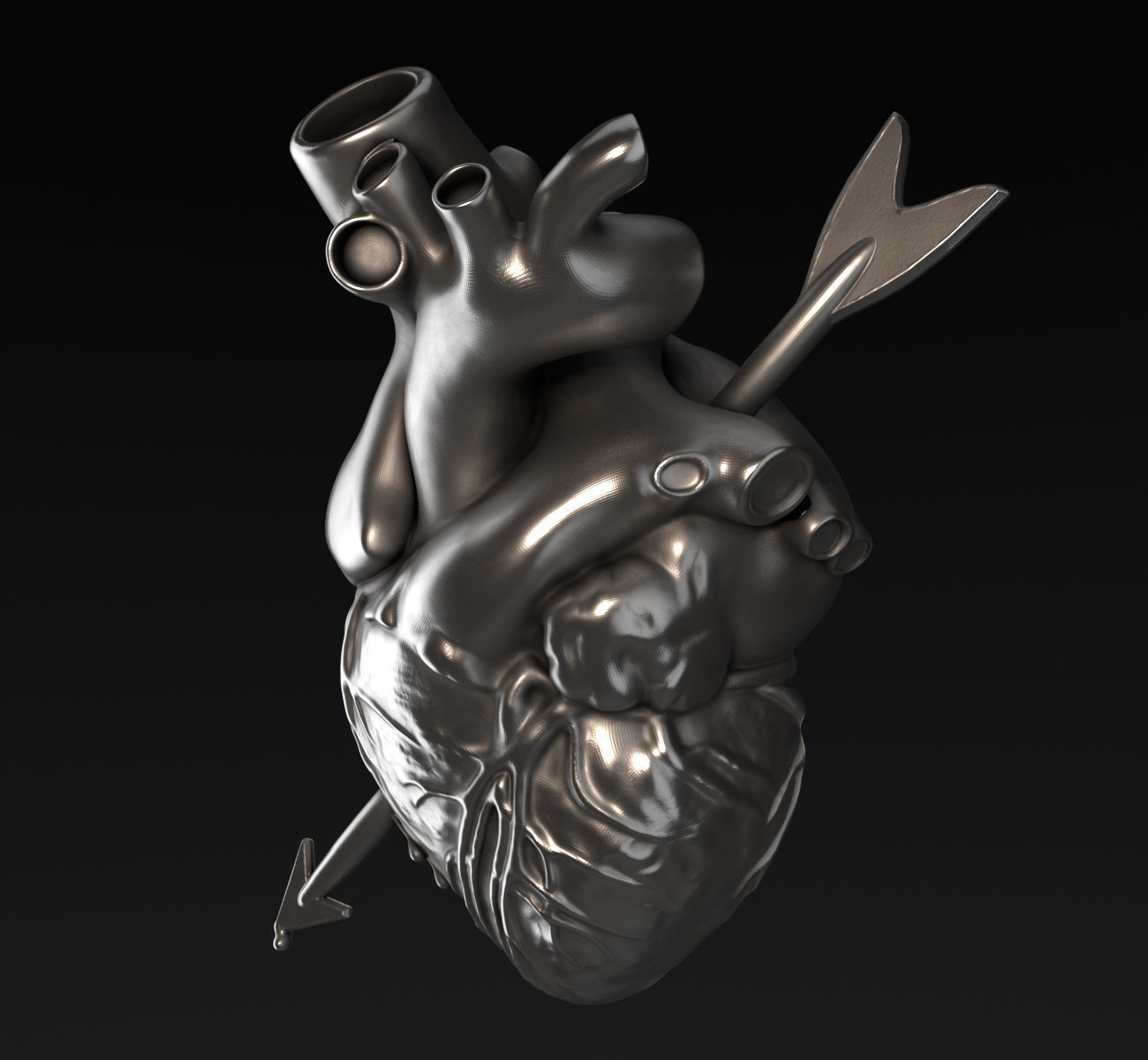 Arrowed Heart 3D print model_4