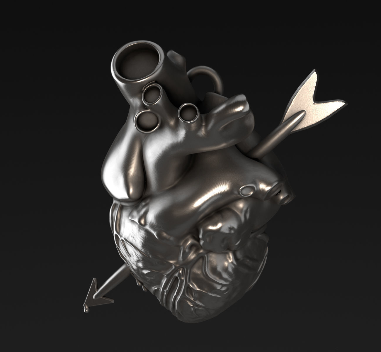 Arrowed Heart 3D print model_1