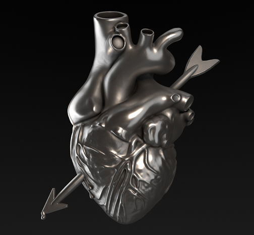Arrowed Heart 3D print model_7