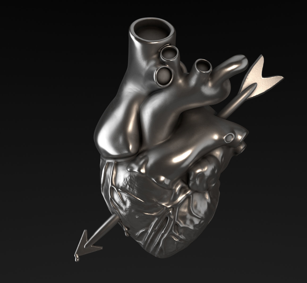 Arrowed Heart 3D print model_2
