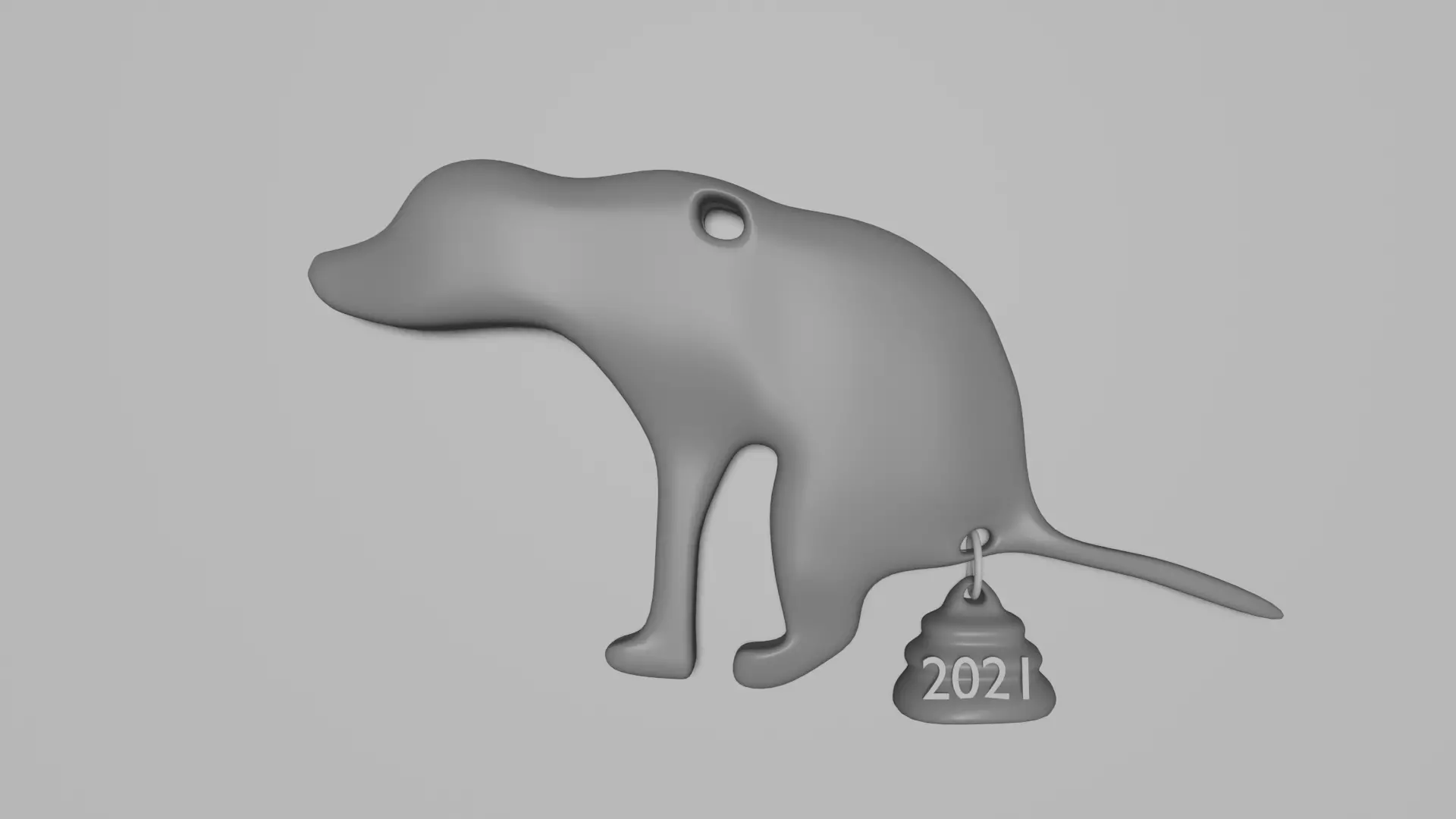 keychain dog 2021 shit 3D print model_0