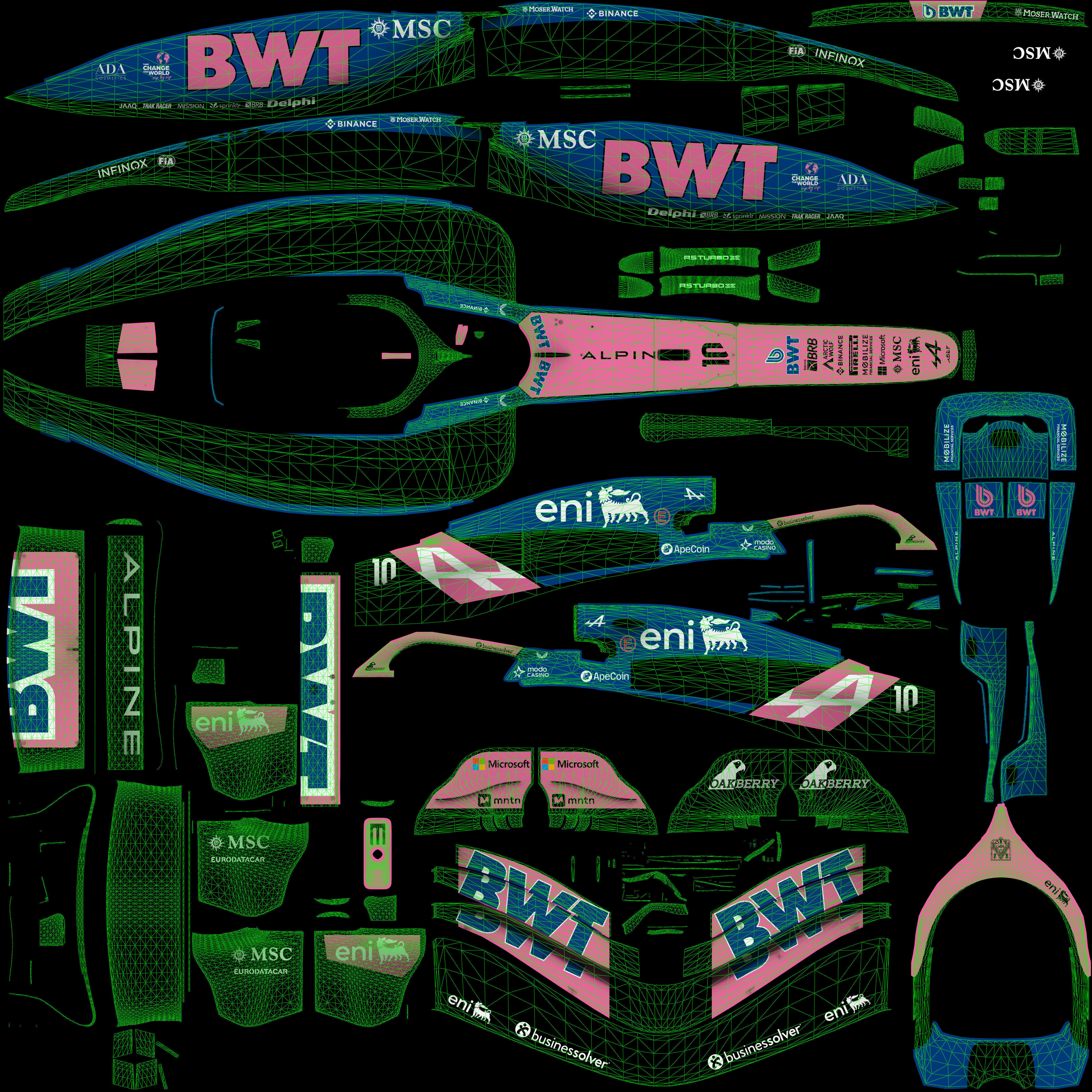 F1 2025 Alpine A525 Formula 1 Race Car Low-poly 3D model_15