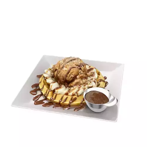 Moment-like-this-waffle waffle with chocolate sauce and syrup... Low-poly 3D model