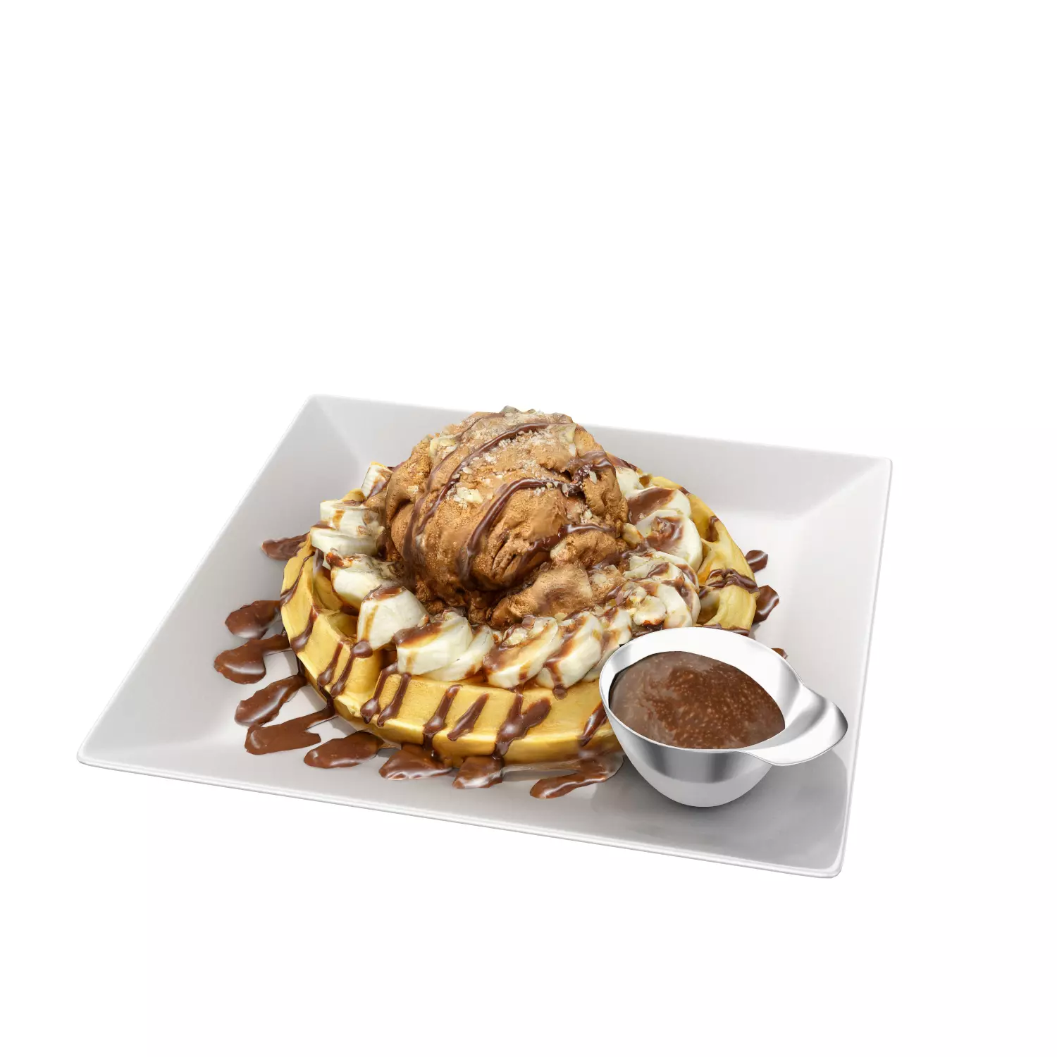 Moment-like-this-waffle waffle with chocolate sauce and syrup... Low-poly 3D model_0