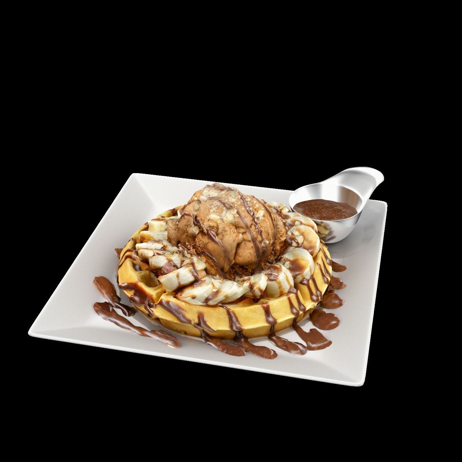 Moment-like-this-waffle waffle with chocolate sauce and syrup... Low-poly 3D model_2