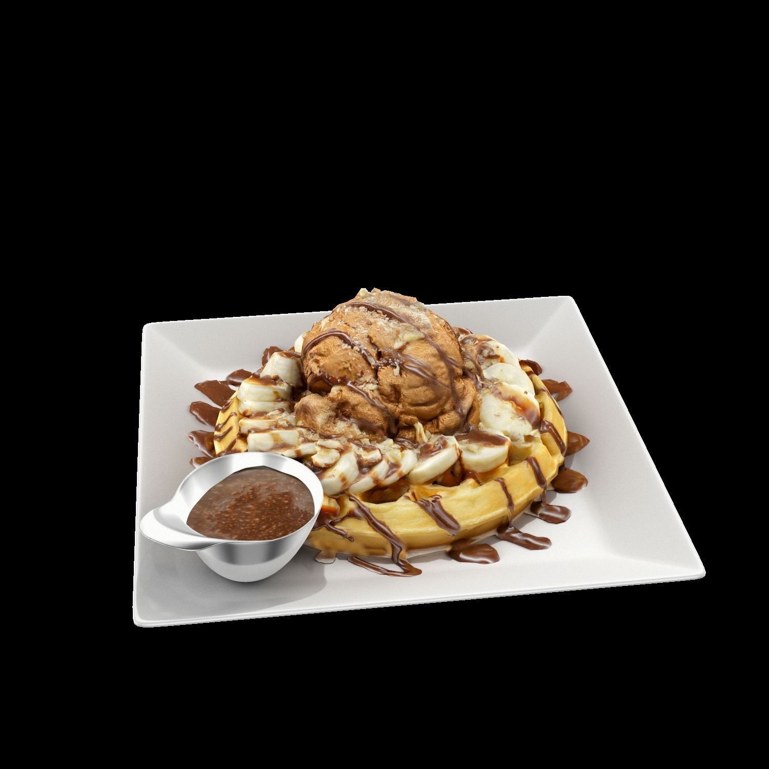 Moment-like-this-waffle waffle with chocolate sauce and syrup... Low-poly 3D model_5