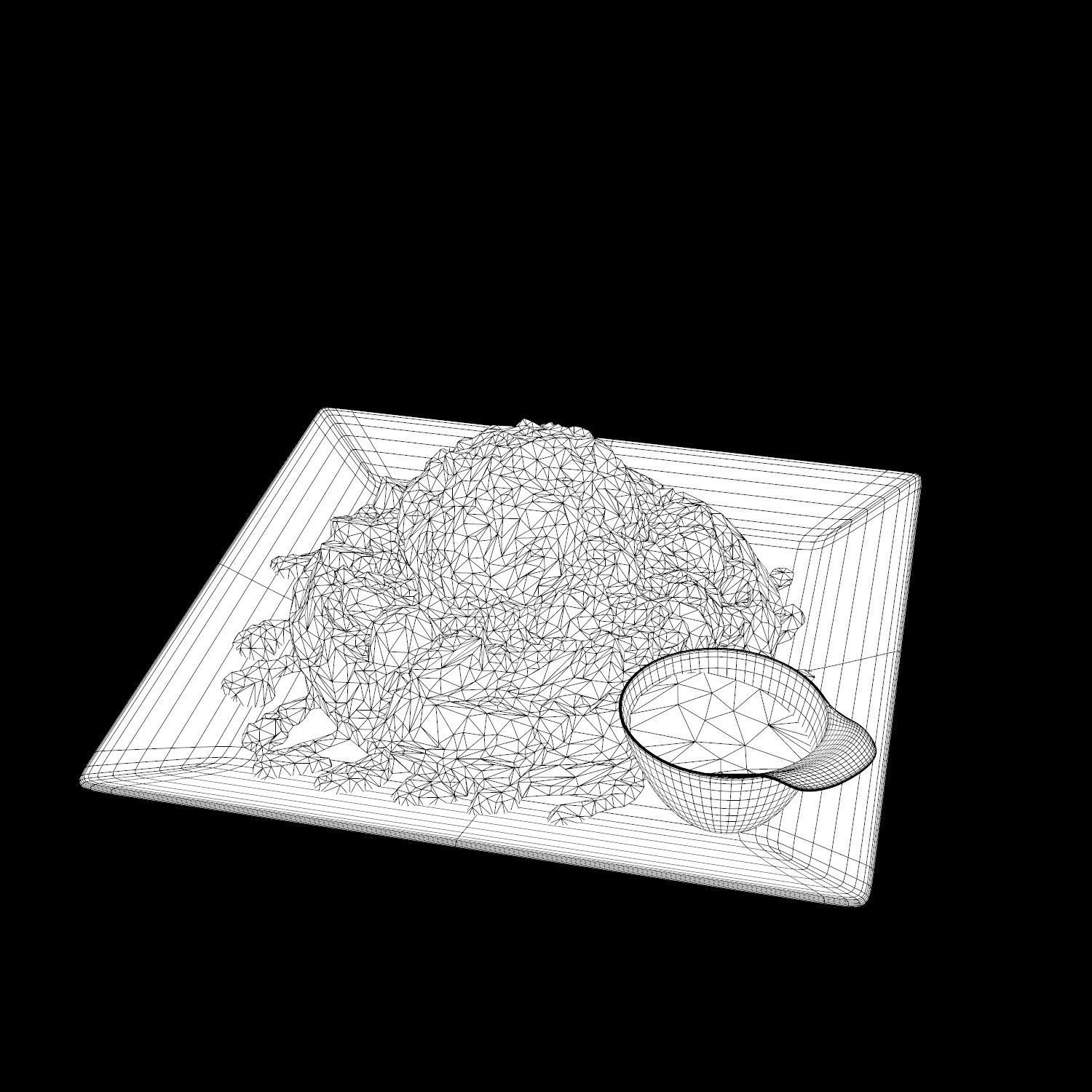 Moment-like-this-waffle waffle with chocolate sauce and syrup... Low-poly 3D model_13