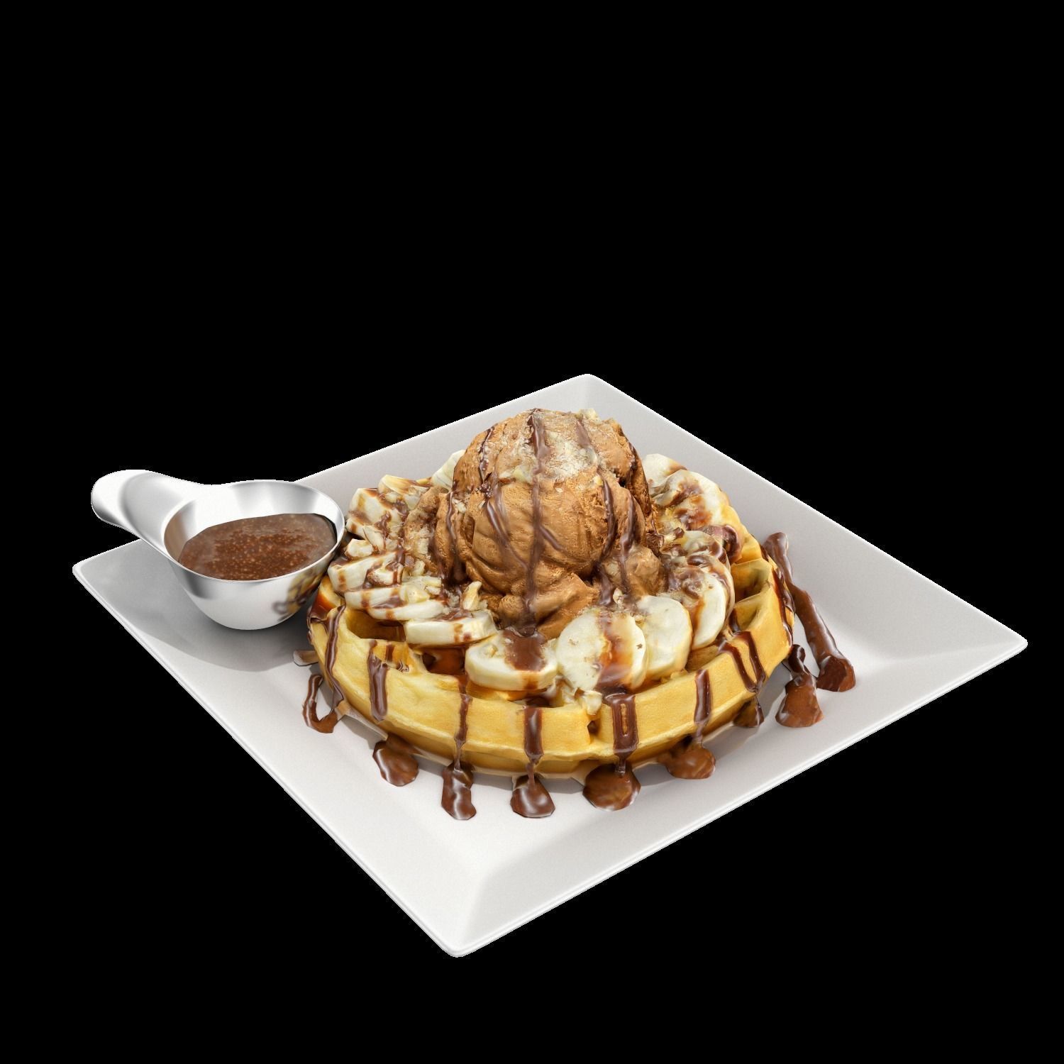 Moment-like-this-waffle waffle with chocolate sauce and syrup... Low-poly 3D model_4
