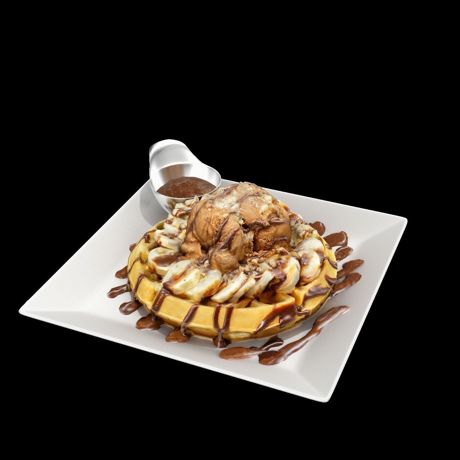 Moment-like-this-waffle waffle with chocolate sauce and syrup... Low-poly 3D model_3