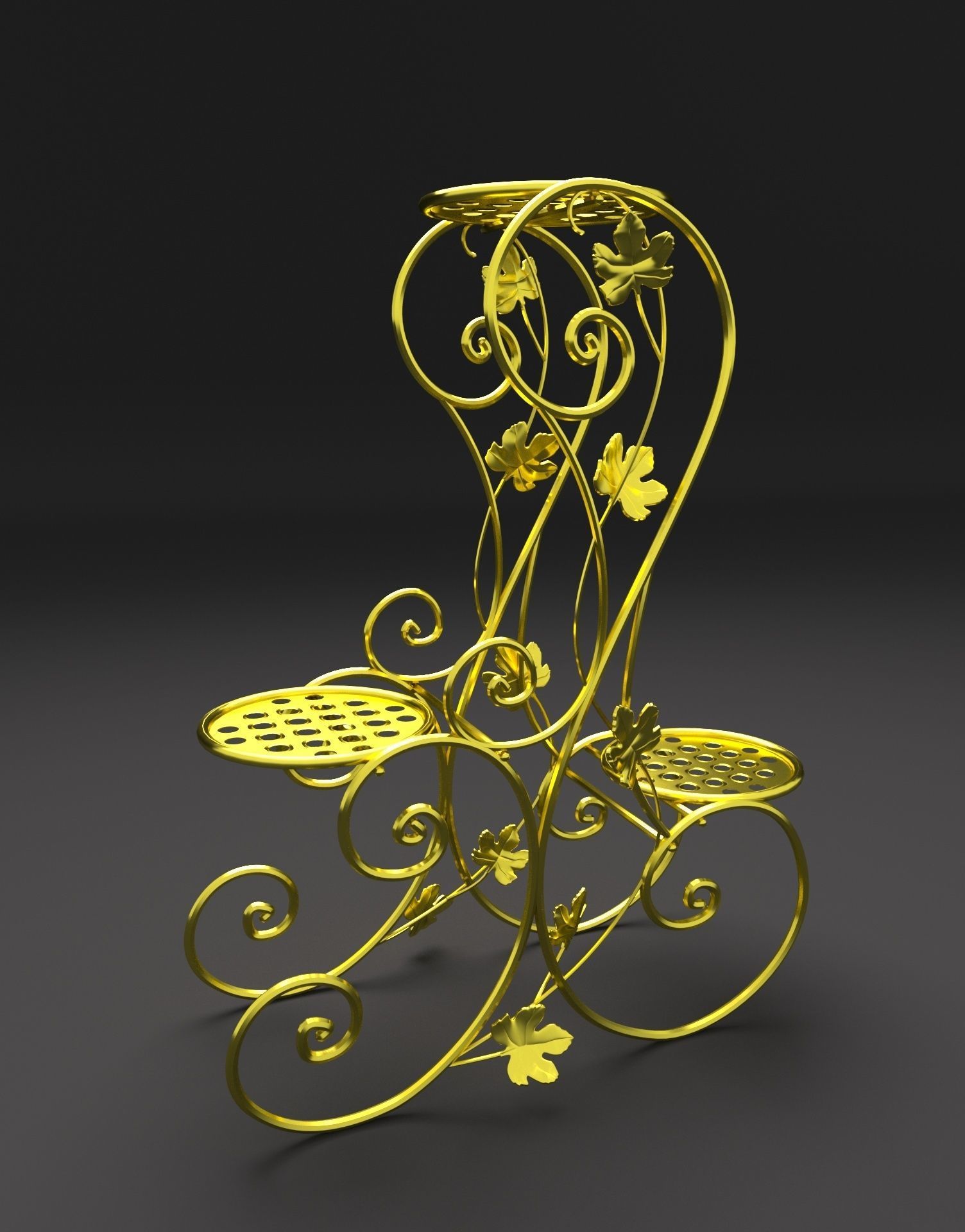  Flower stand wrought iron  3D model_4