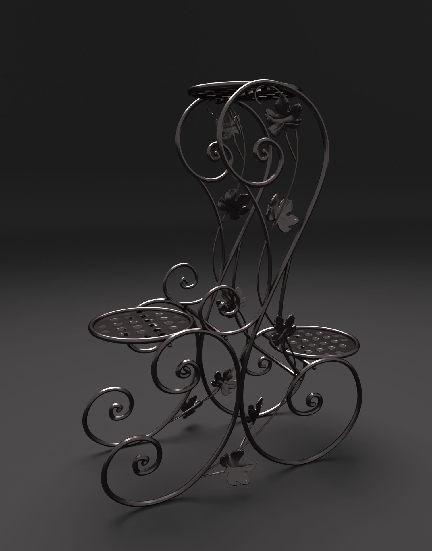 Flower stand wrought iron  3D model_2
