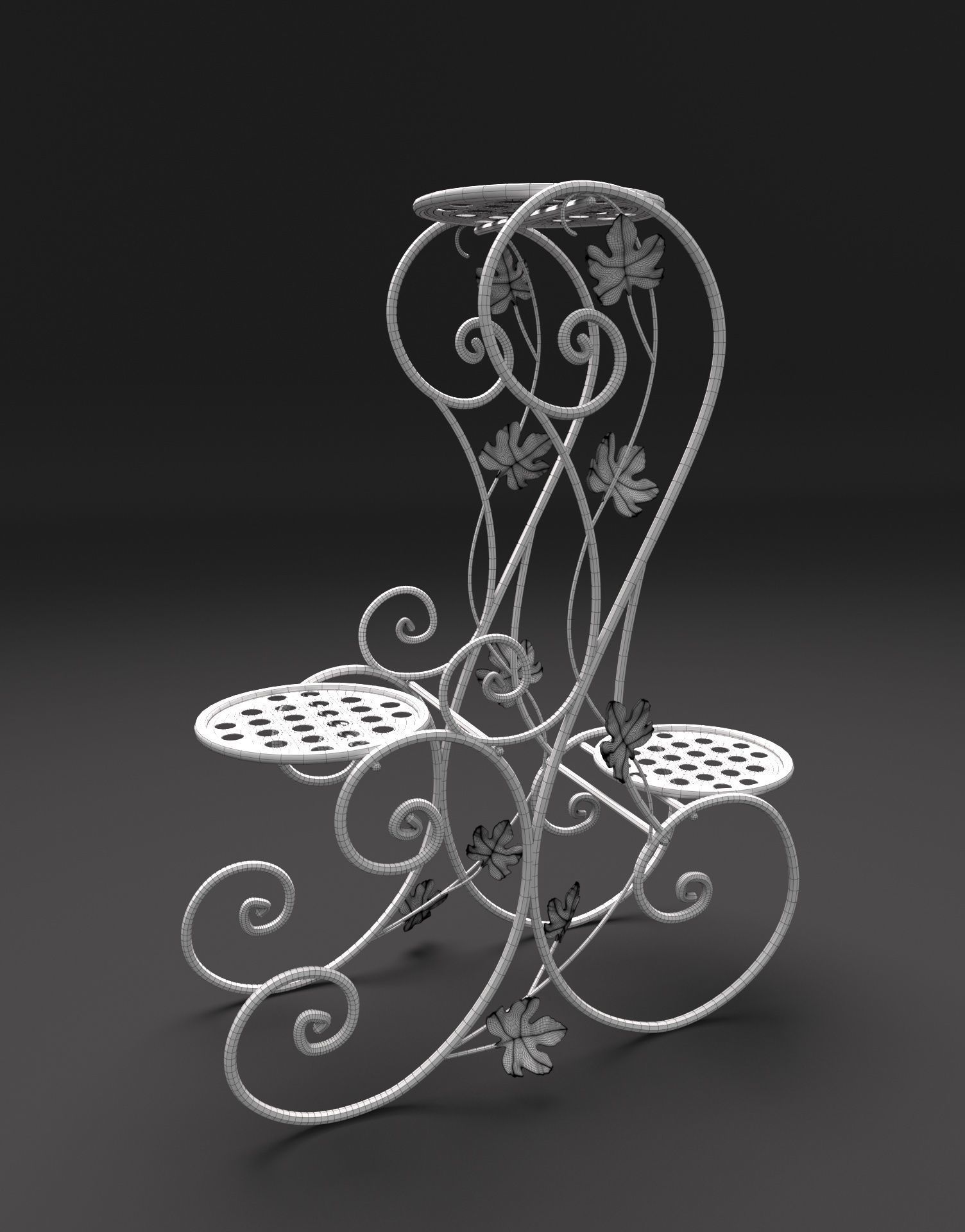  Flower stand wrought iron  3D model_6