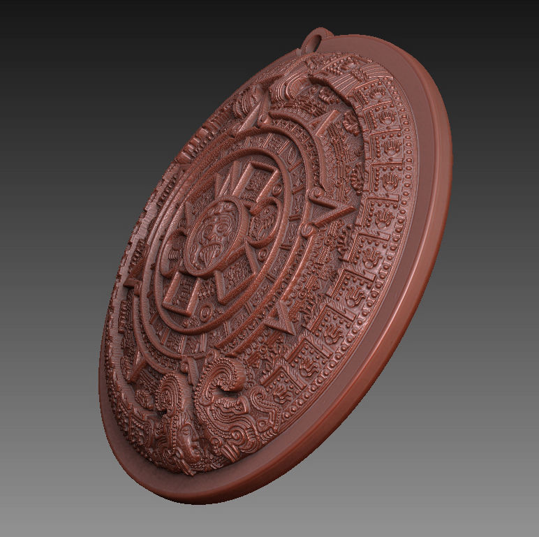 Aztec Calendar pendant 3D print model_10
