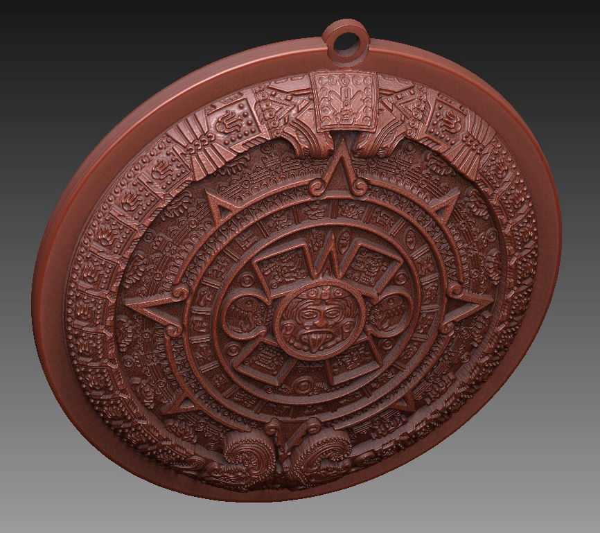 Aztec Calendar pendant 3D print model_11