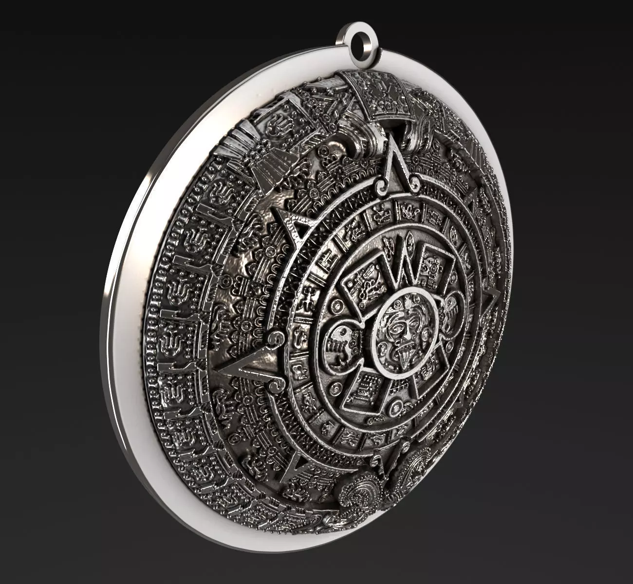 Aztec Calendar pendant 3D print model_0
