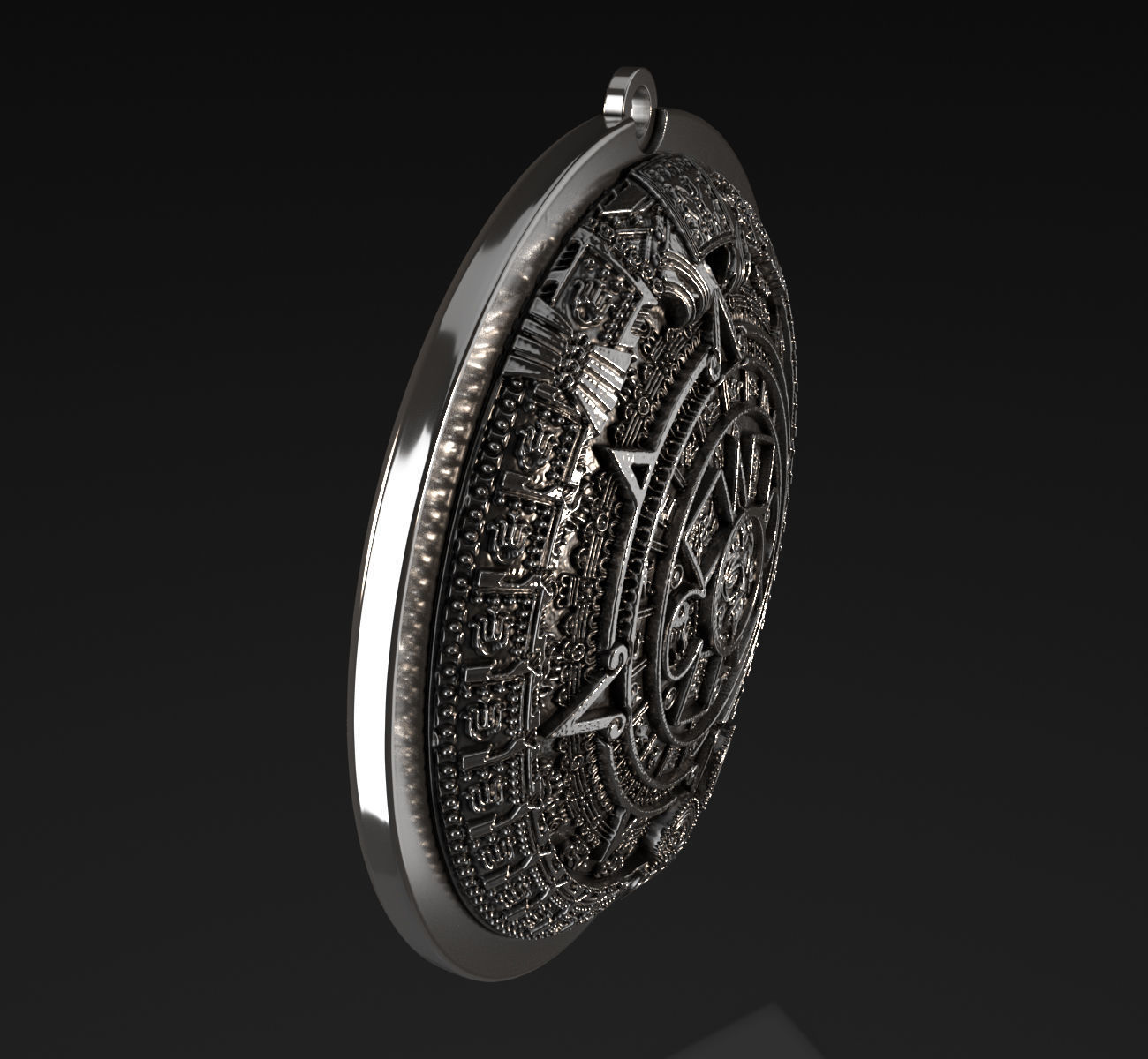 Aztec Calendar pendant 3D print model_6