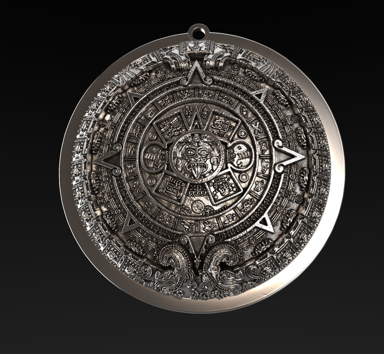 Aztec Calendar pendant 3D print model_2