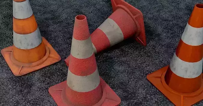 Traffic Cone 3D Model Set Low-poly 3D model