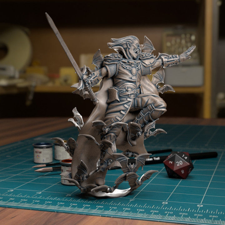 Vampire Lord Attacking - Presupported 3D print model_4