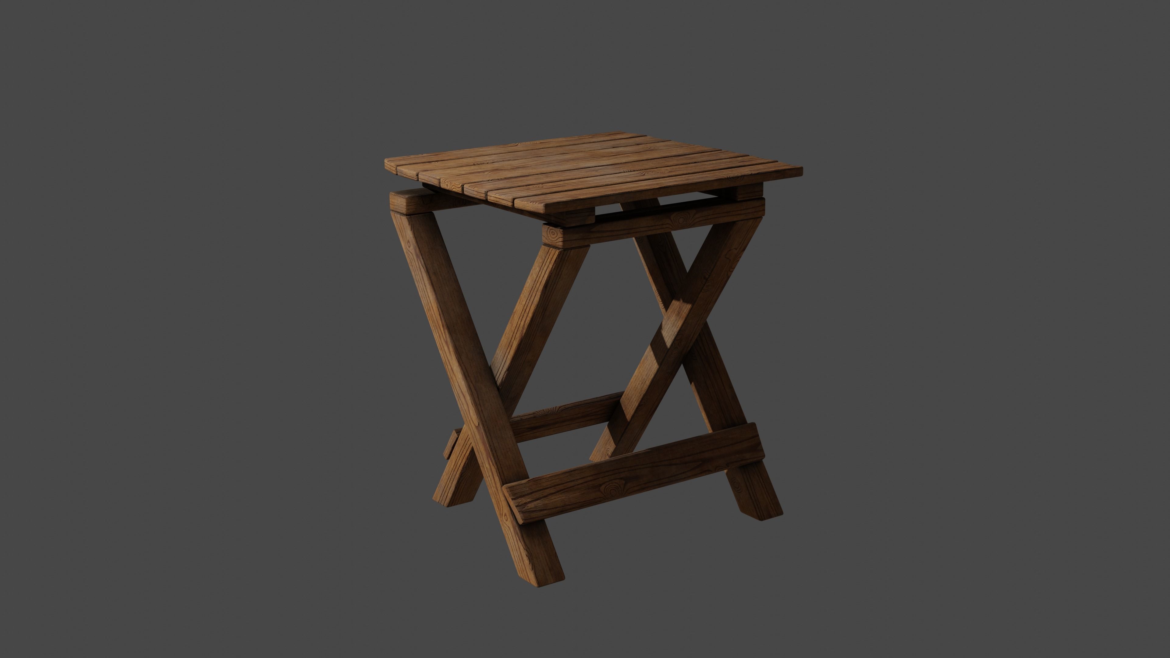 Mini Desk Low-poly 3D model_1