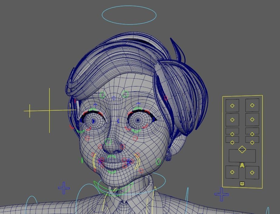 Cartoon Old Woman GrandMa with Rig Low-poly 3D model_5