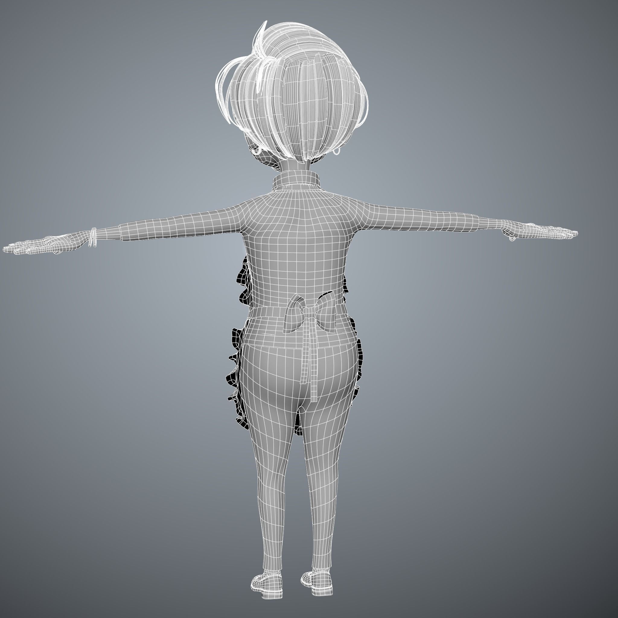 Cartoon Old Woman GrandMa with Rig Low-poly 3D model_12