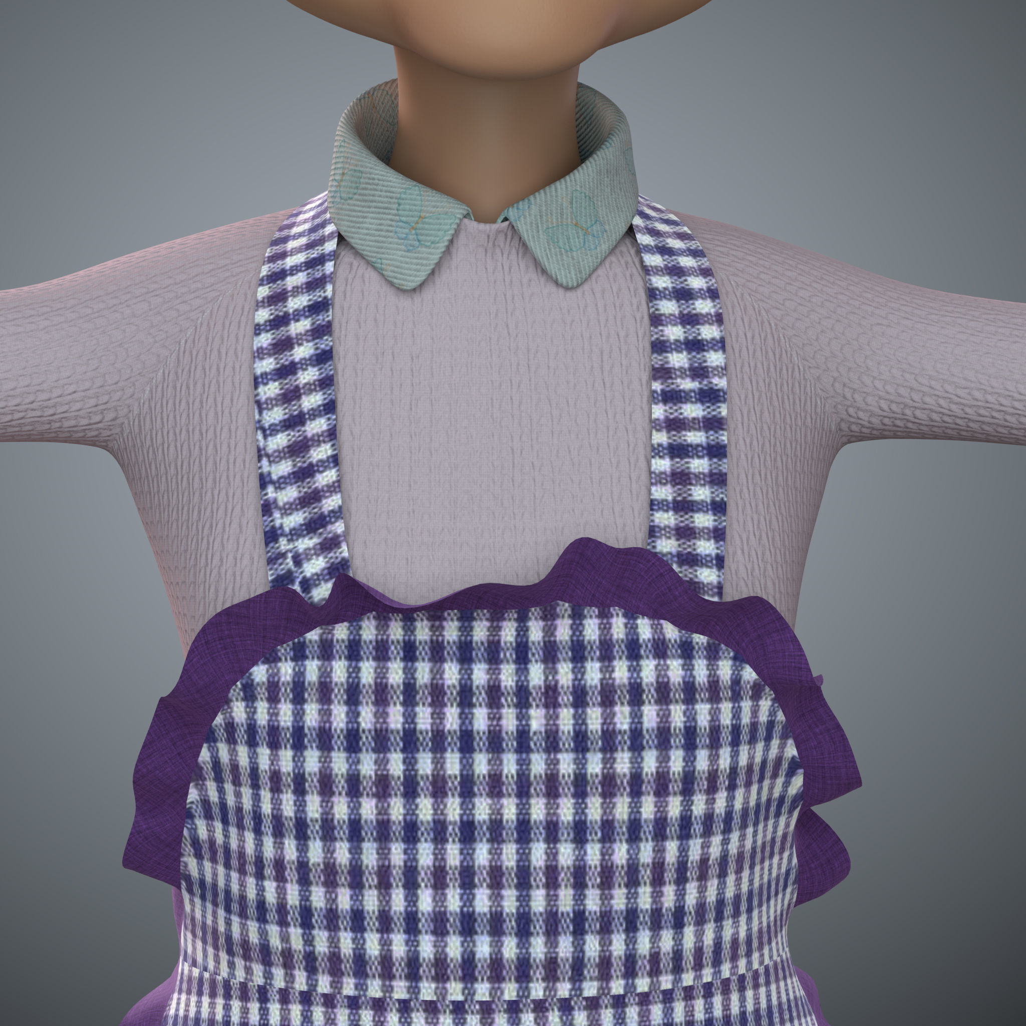 Cartoon Old Woman GrandMa with Rig Low-poly 3D model_15