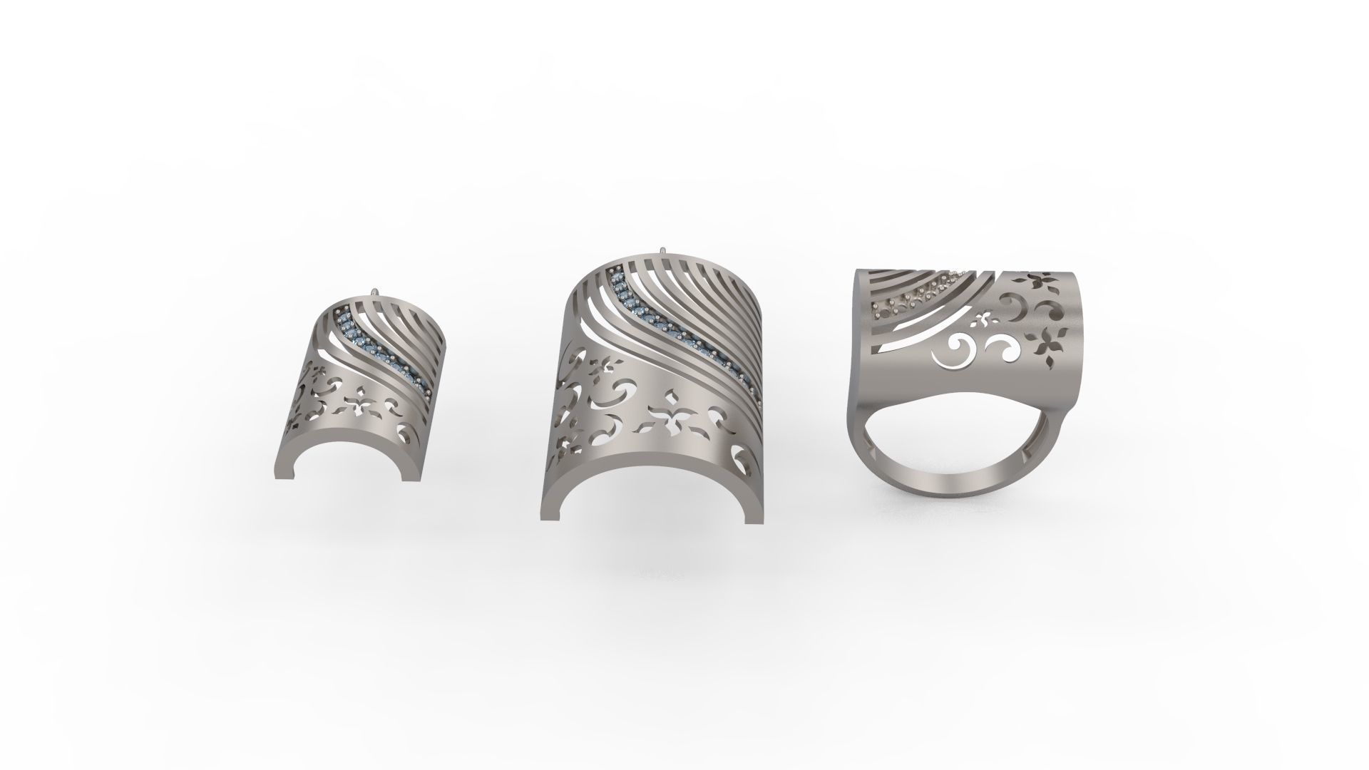 Ultra Vision Rectangle Full Set - Ring Earring and Pendant 3D print model_5