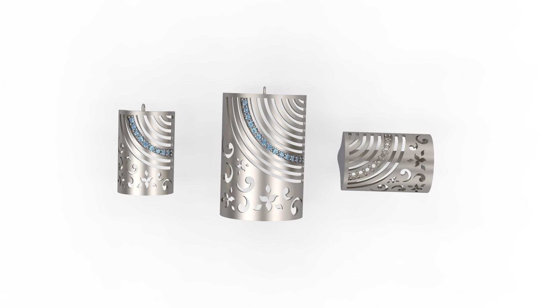 Ultra Vision Rectangle Full Set - Ring Earring and Pendant 3D print model_6