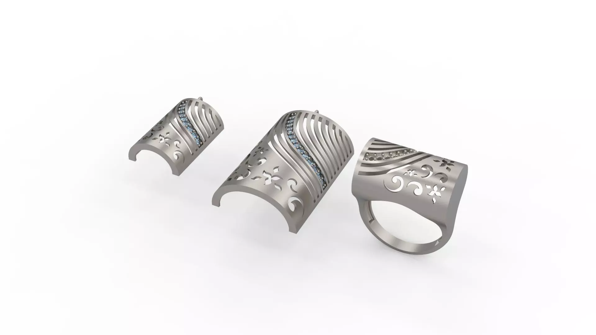 Ultra Vision Rectangle Full Set - Ring Earring and Pendant 3D print model_0