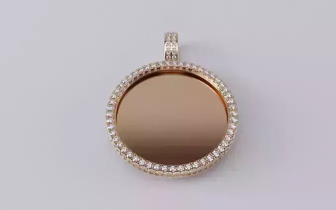 Picture Pendant - 2mm Micro Prong with Side Stones   - Small