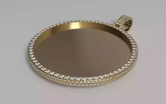 Picture Pendant - 2mm with 2 Row Side Stones - XLARGE 3D print model
