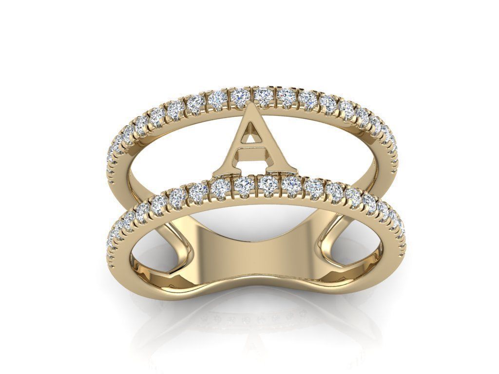 Jewelry Alphabet Ring A 3D print model_10