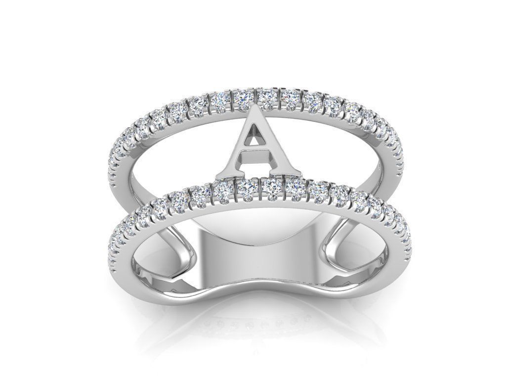 Jewelry Alphabet Ring A 3D print model_7