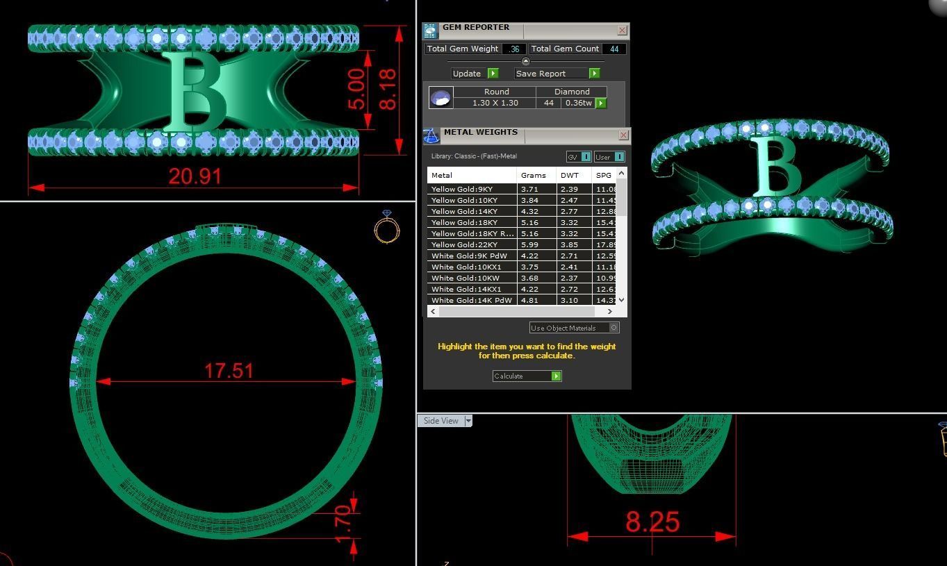 Jewelry Alphabet Ring B 3D print model_1