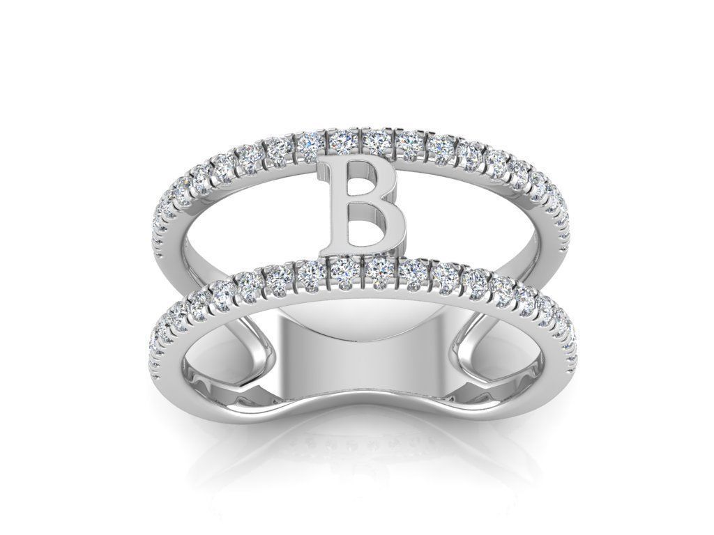 Jewelry Alphabet Ring B 3D print model_7