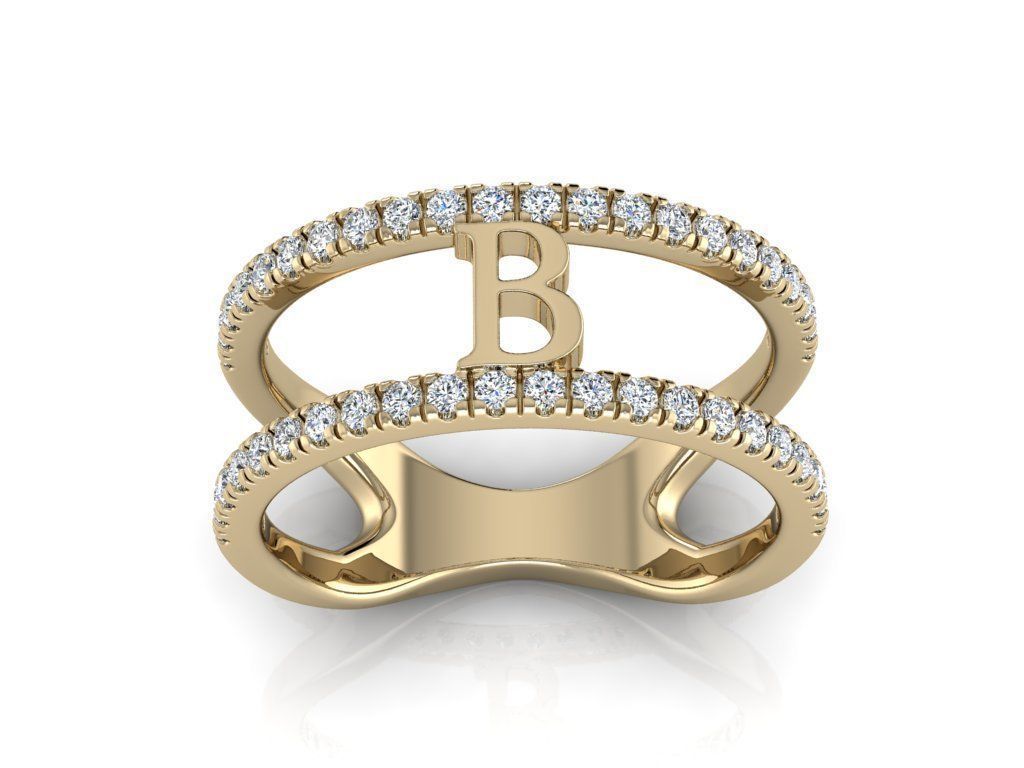 Jewelry Alphabet Ring B 3D print model_10