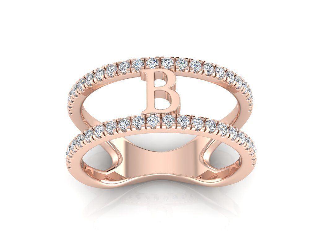 Jewelry Alphabet Ring B 3D print model_3