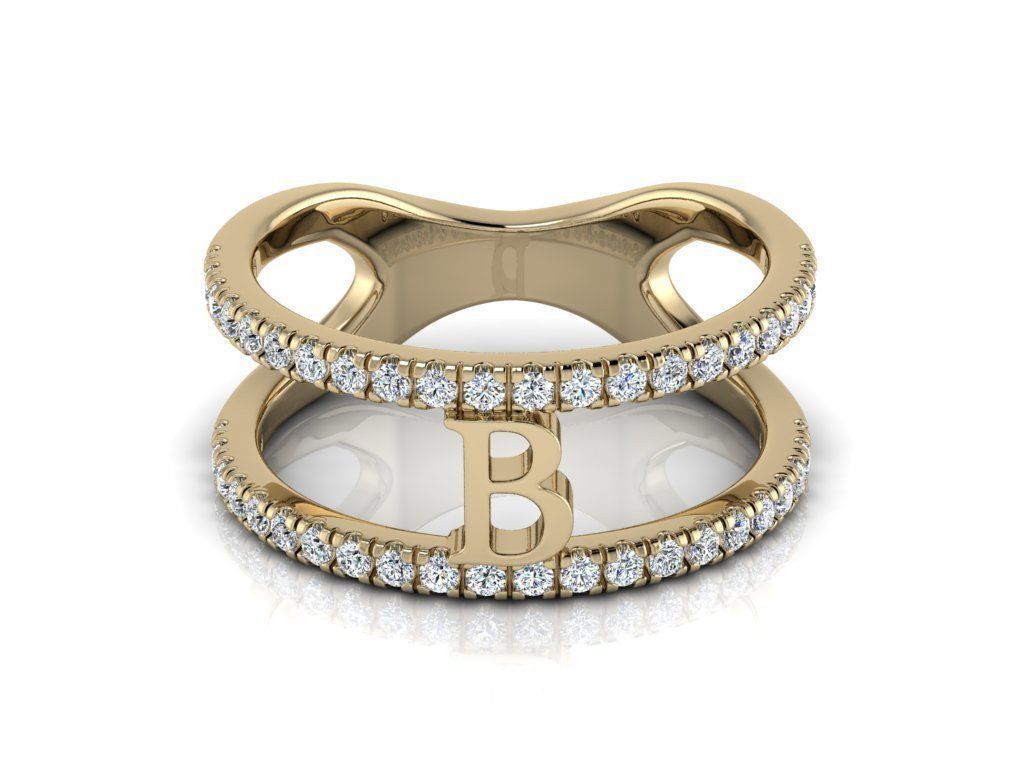 Jewelry Alphabet Ring B 3D print model_11